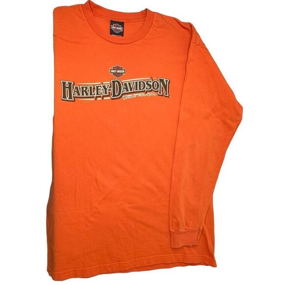 HARLEY-DAVIDSON Motorcycles Faribault MN Orange Long Sleeve Tshirt Size XL - Picture 11 of 13